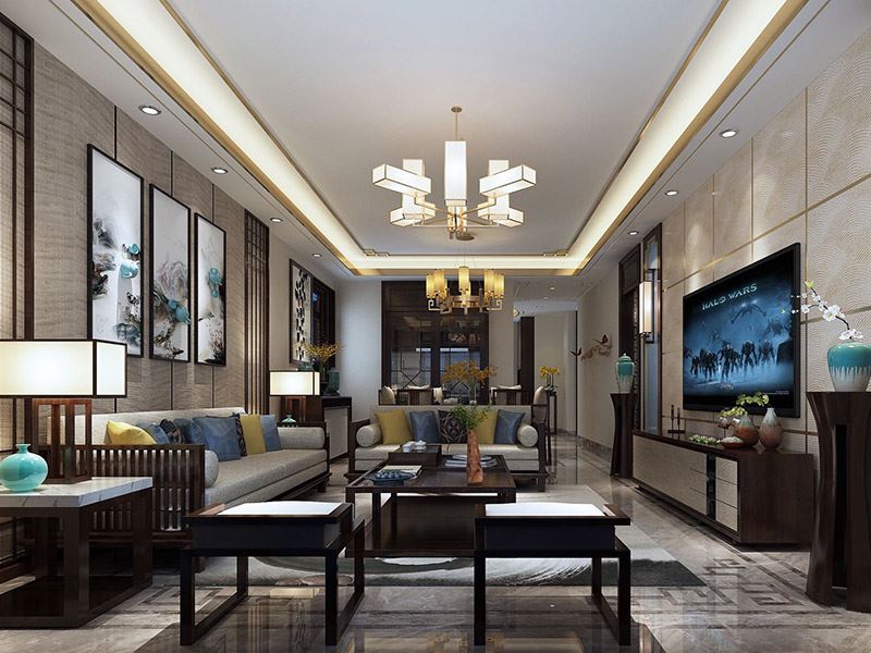 自貢市晨光塔山家屬大院新中式風格別墅裝修案例