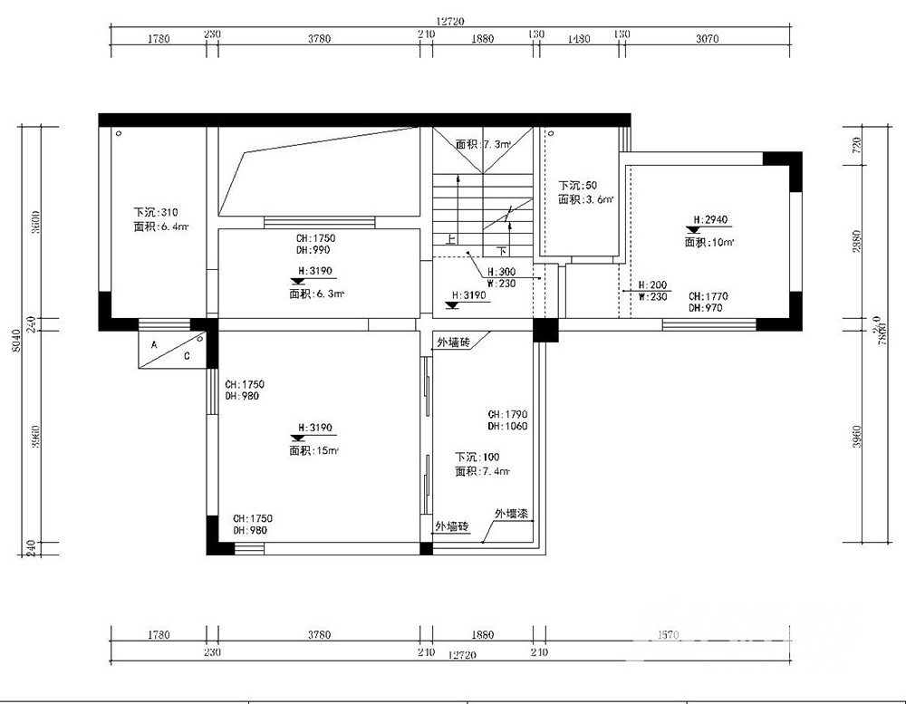 別墅裝修設(shè)計(jì)美式輕奢風(fēng)格-二層平面圖 別墅裝修設(shè)計(jì)美式輕奢風(fēng)格-二層平面圖