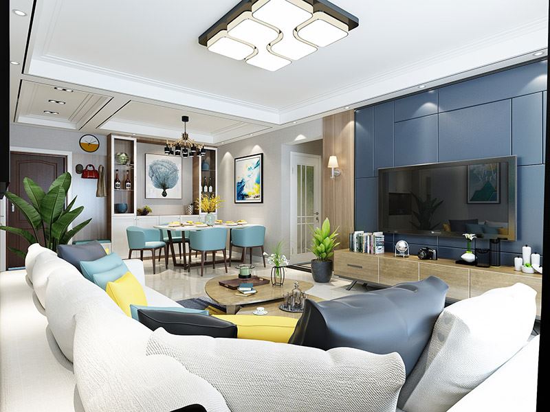 泰州市靖江恒大御景半島別墅現代簡約風格三居室裝修案例