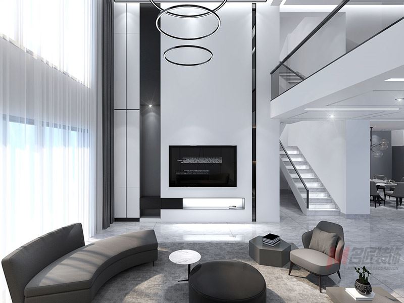 自貢市柏楊小區現代簡約風格別墅裝修案例