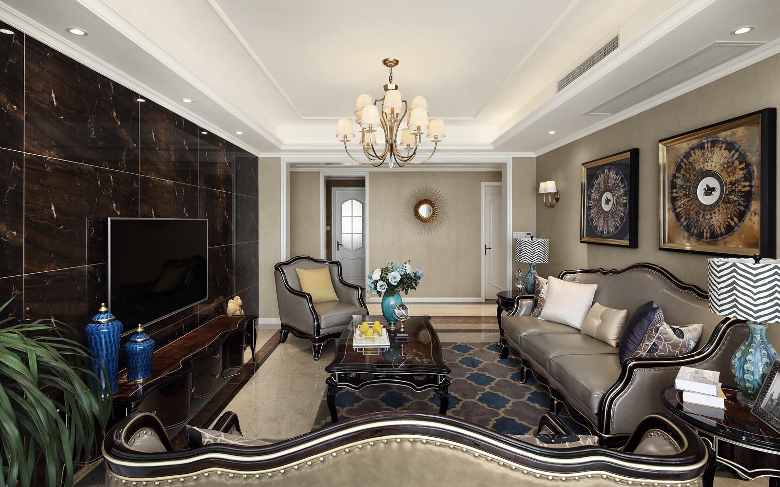 裝修案例美式新古典風(fēng)格室內(nèi)裝修效果圖-客廳 裝修案例美式新古典風(fēng)格室內(nèi)裝修效果圖-客廳