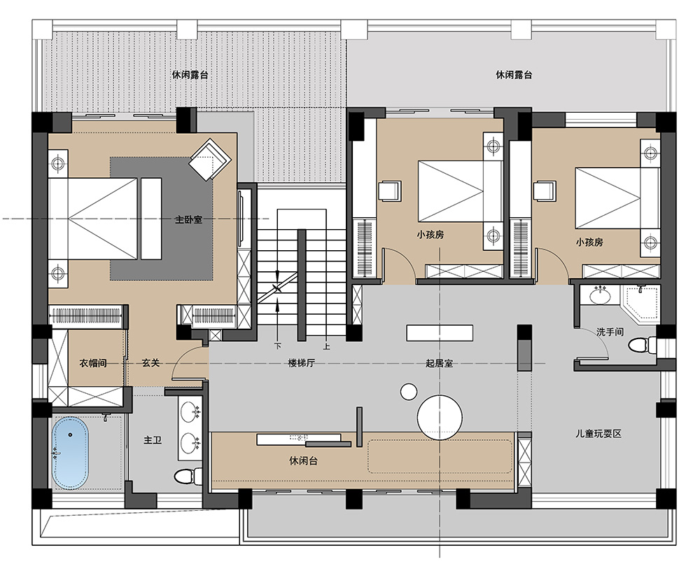 現代極簡風格別墅裝修設計效果圖-迎江"逸"墅·碧桂園-別墅裝修設計二樓平面圖 現代極簡風格別墅裝修設計效果圖-迎江"逸"墅·碧桂園-別墅裝修設計二樓平面圖