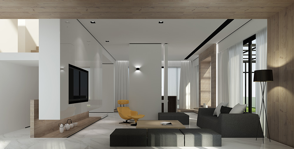 現代極簡風格別墅裝修設計效果圖-迎江"逸"墅·碧桂園-別墅裝修設計一樓客廳 現代極簡風格別墅裝修設計效果圖-迎江"逸"墅·碧桂園-別墅裝修設計一樓客廳