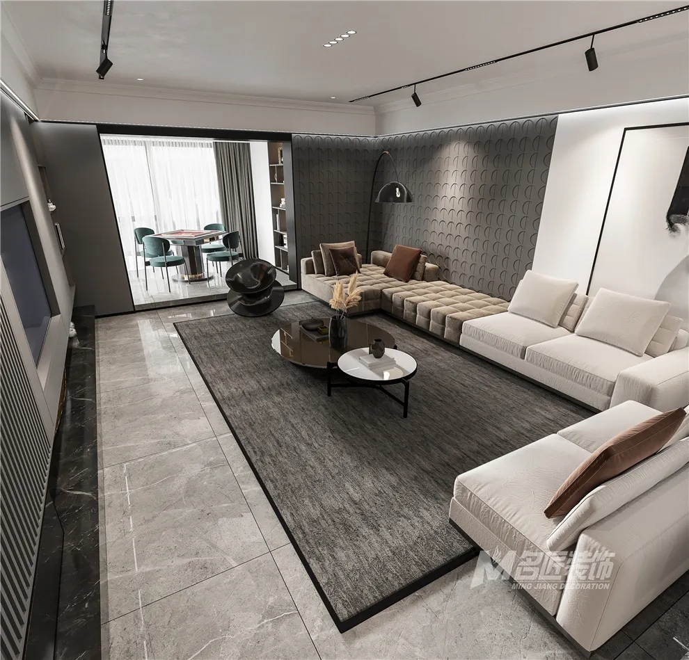 裝修公司黑白灰輕奢經典風格-客廳全景 裝修公司黑白灰輕奢經典風格-客廳全景