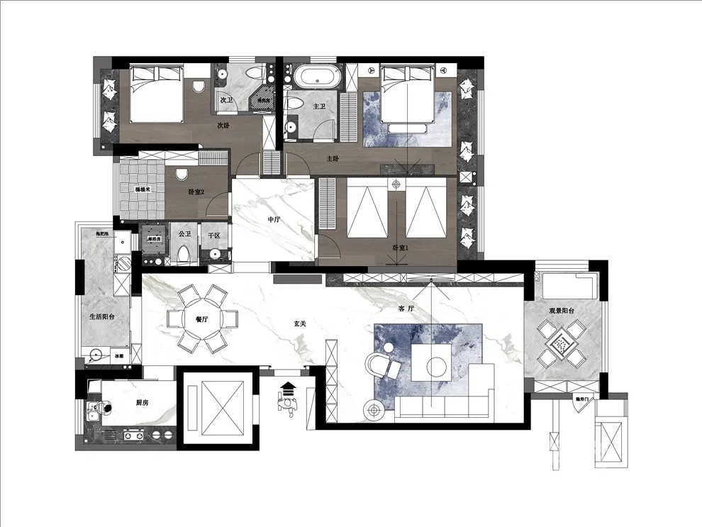 裝修公司黑白灰輕奢經典風格-布置圖 裝修公司黑白灰輕奢經典風格-布置圖