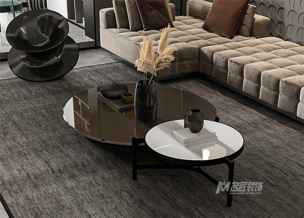 裝修公司黑白灰輕奢經典風格-客廳茶幾 裝修公司黑白灰輕奢經典風格-客廳茶幾