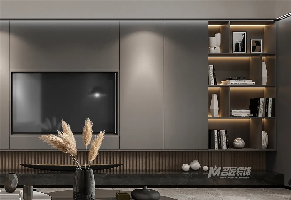 裝修公司黑白灰輕奢經典風格-電視柜 裝修公司黑白灰輕奢經典風格-電視柜