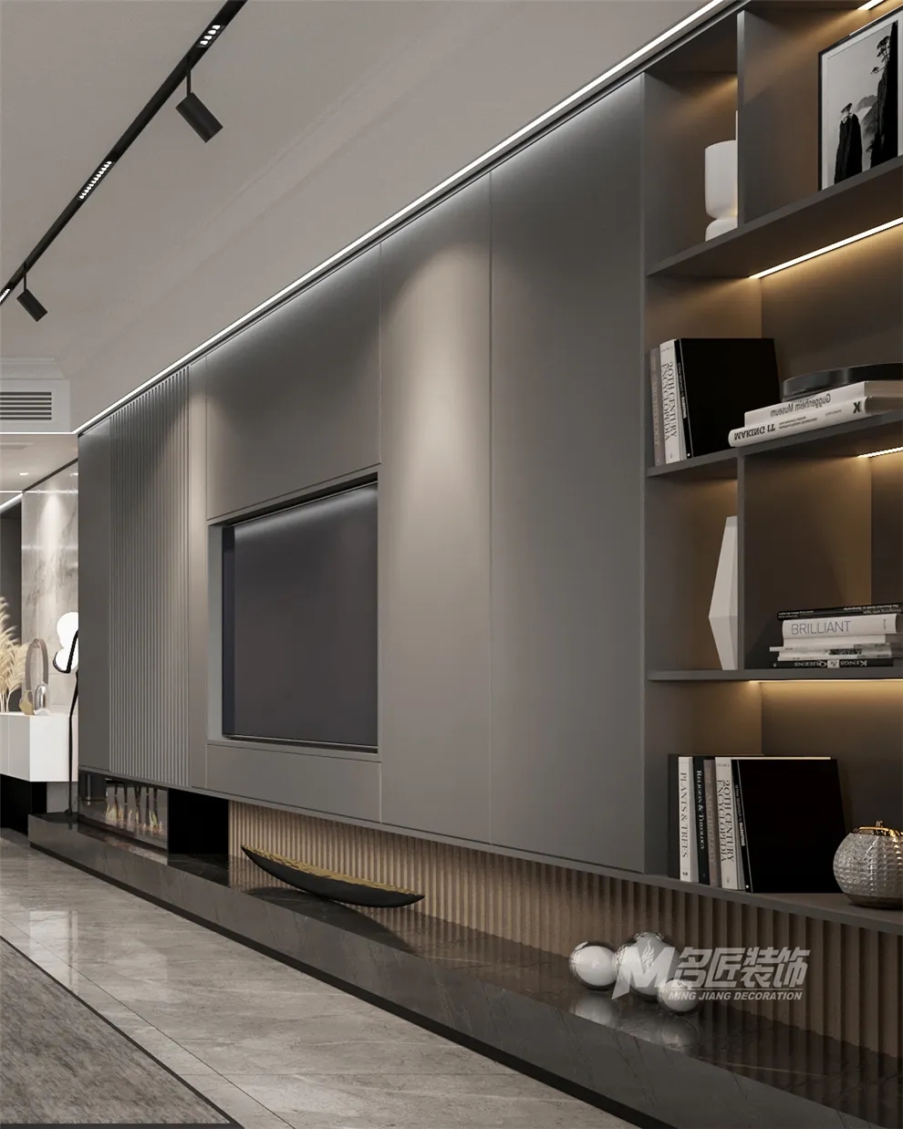 裝修公司黑白灰輕奢經典風格-電視背景墻 裝修公司黑白灰輕奢經典風格-電視背景墻