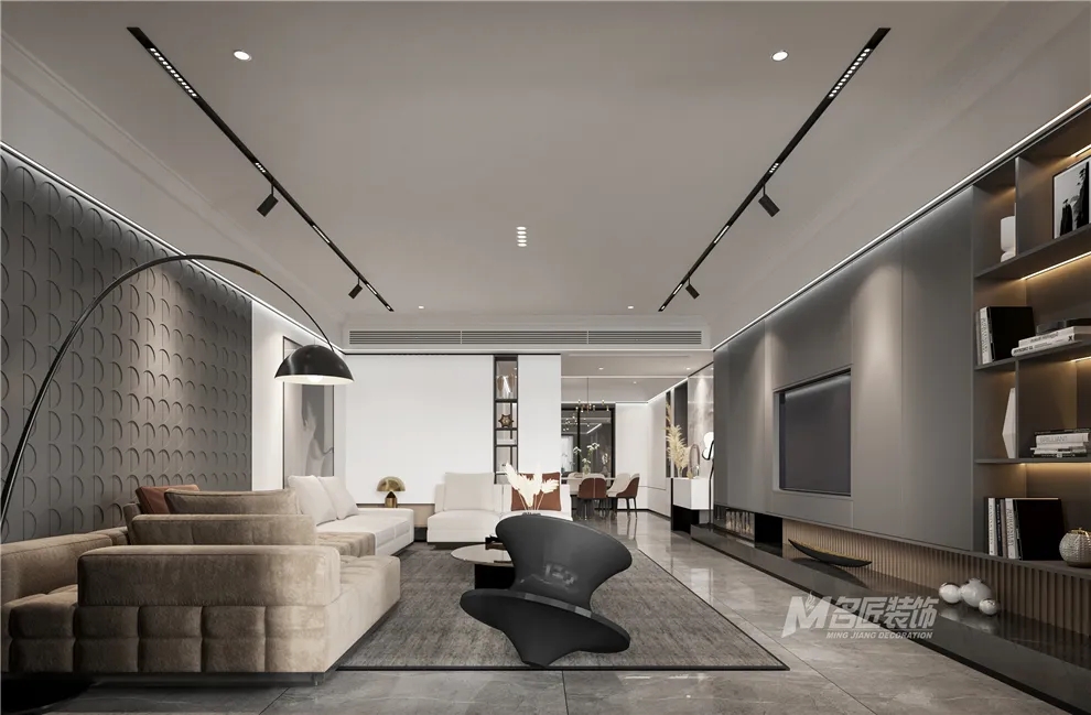 裝修公司黑白灰輕奢經典風格-客廳射燈 裝修公司黑白灰輕奢經典風格-客廳射燈