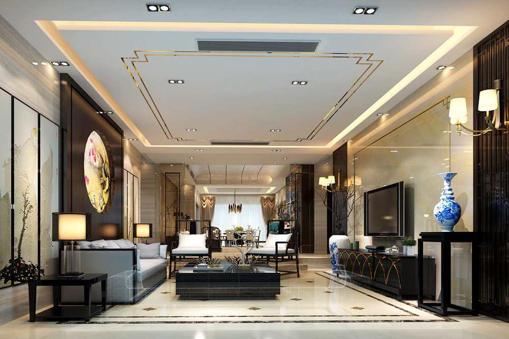 惠州市中信凱旋城新中式風格別墅裝修案例