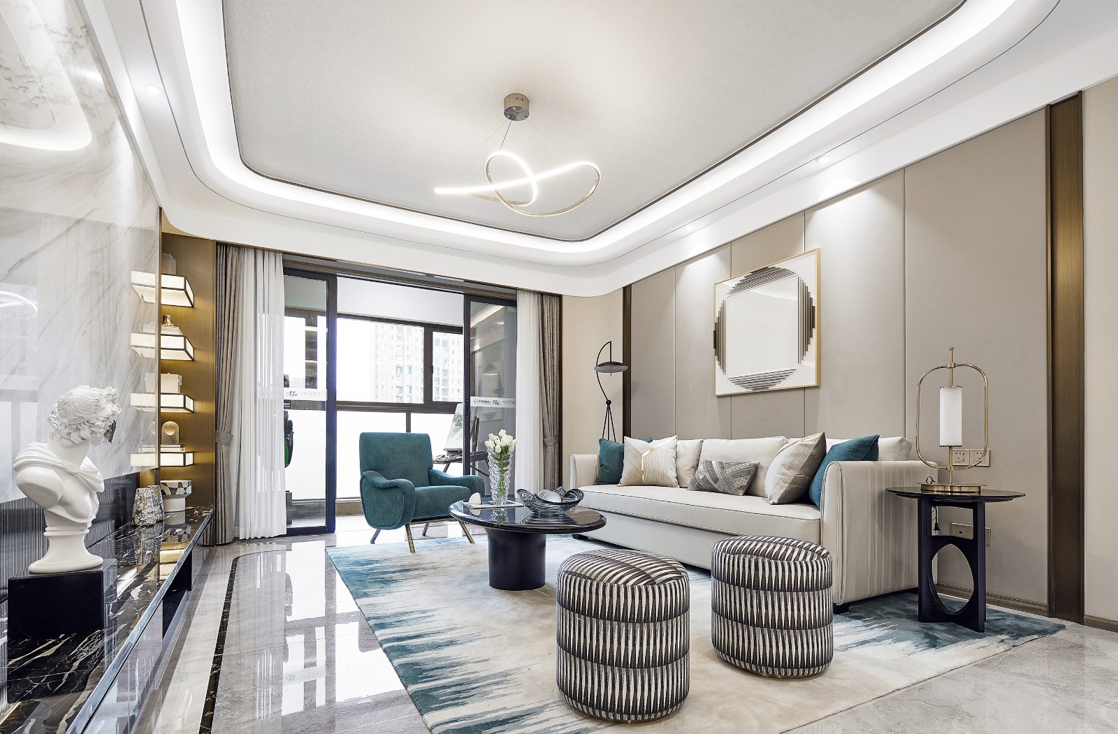 廣州市雅居樂富春山居輕奢風格三居室裝修案例