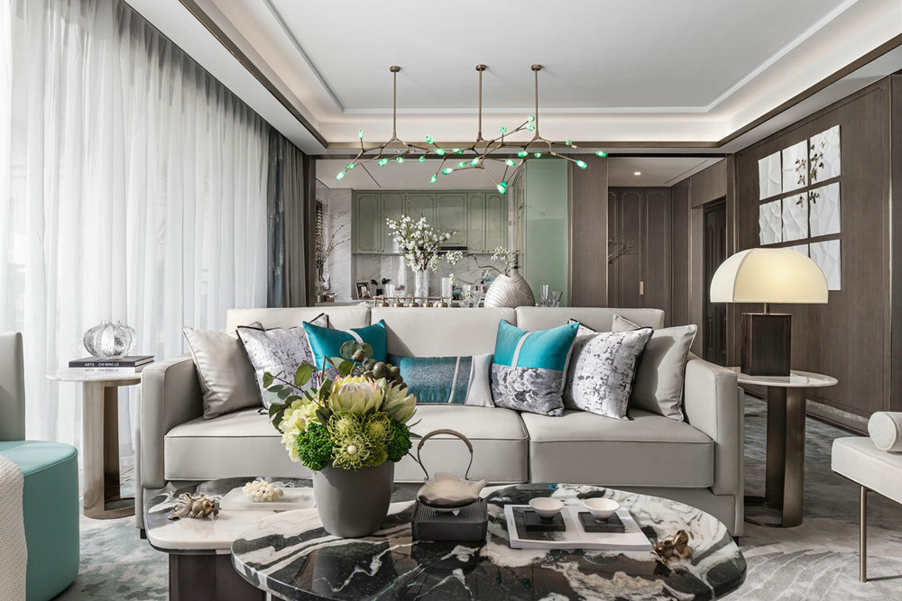 廣州市遠洋招商保利東灣輕奢風格復式裝修案例