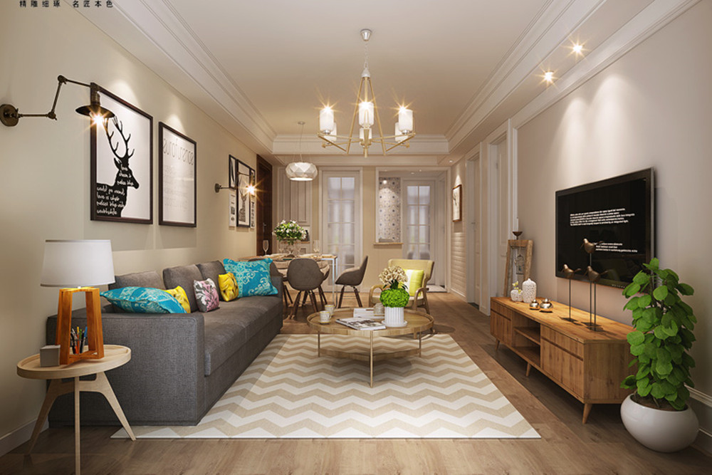 合肥市孔雀城時代北宸北歐風格三居室裝修案例