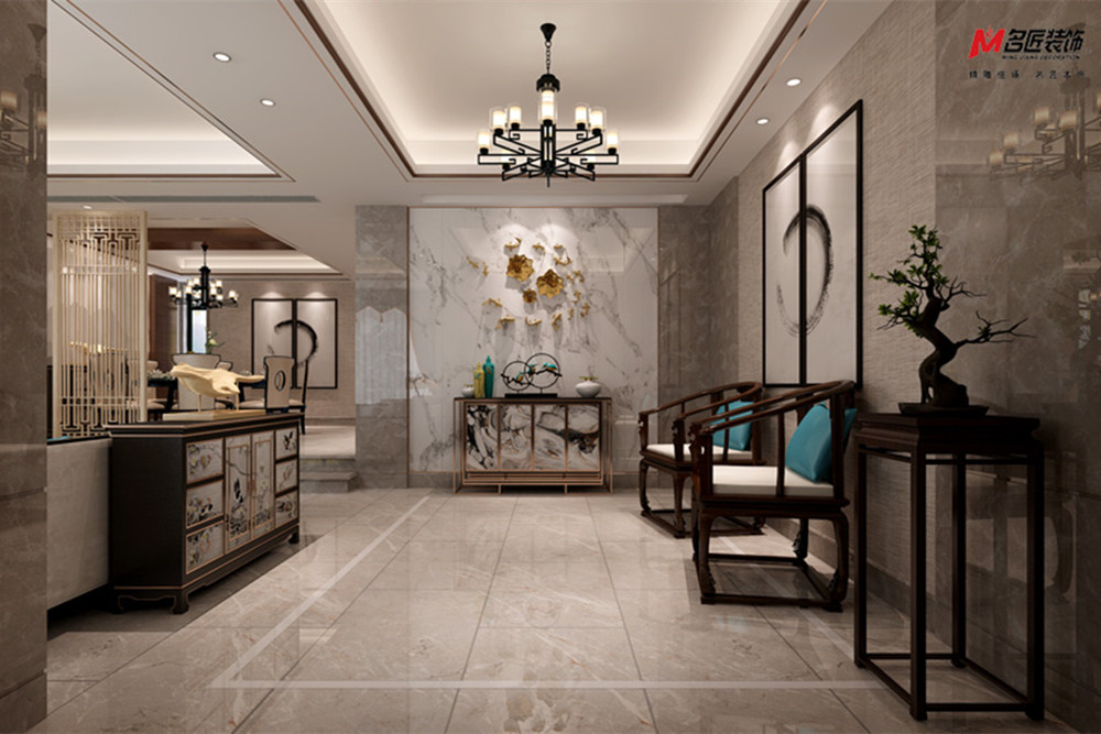 合肥市佳源金科閱廬春曉新中式風(fēng)格四居室裝修案例