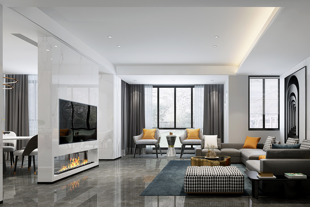 嘉興市金科旭輝公元城市現代簡約風格復式裝修案例