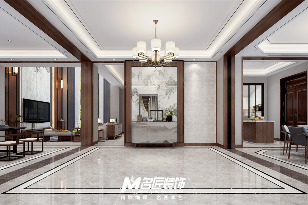 嘉興市嘉興東方巴黎城新中式風格別墅裝修案例