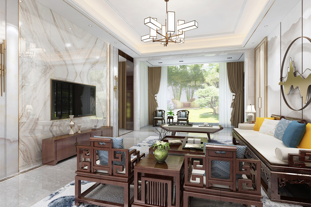 中山市星際豪庭新中式風格別墅裝修案例