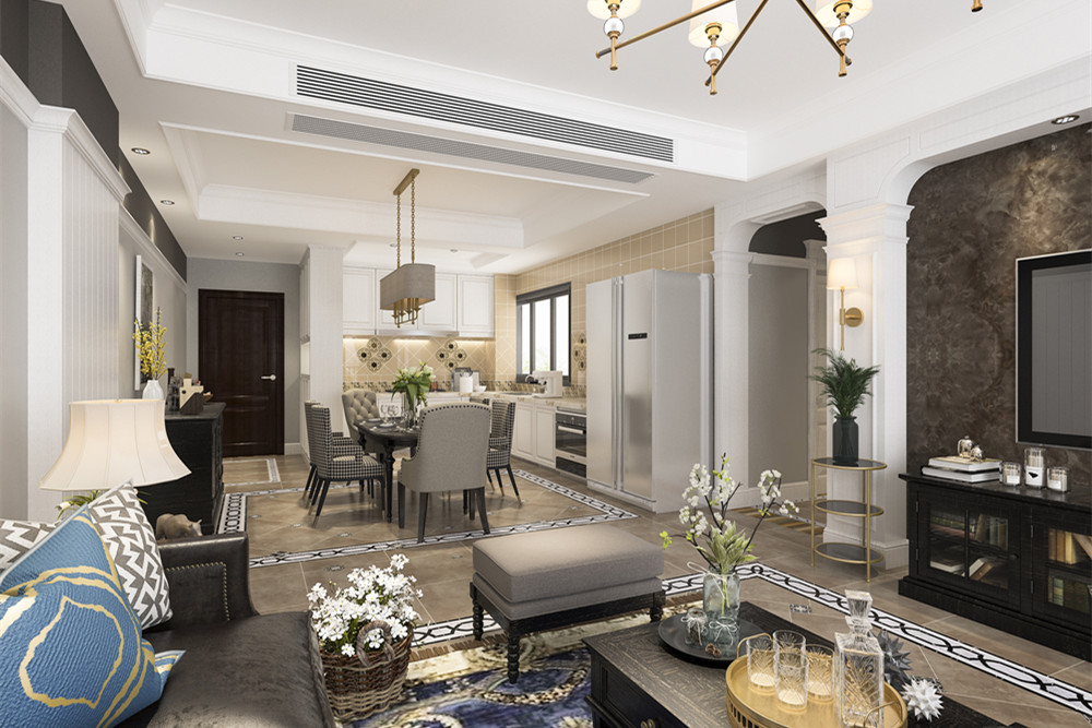 中山市星匯灣新中式風格三居室裝修案例