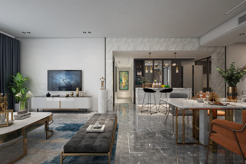 中山市君華新城現代簡約風格三居室裝修案例