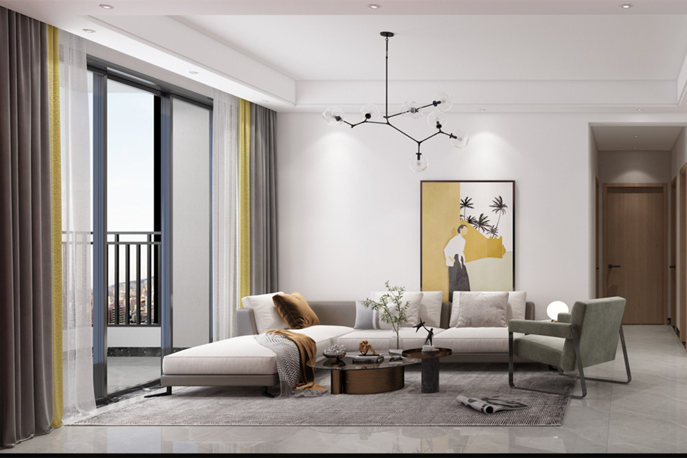 中山市德信金港灣現(xiàn)代簡約風格三居室裝修案例