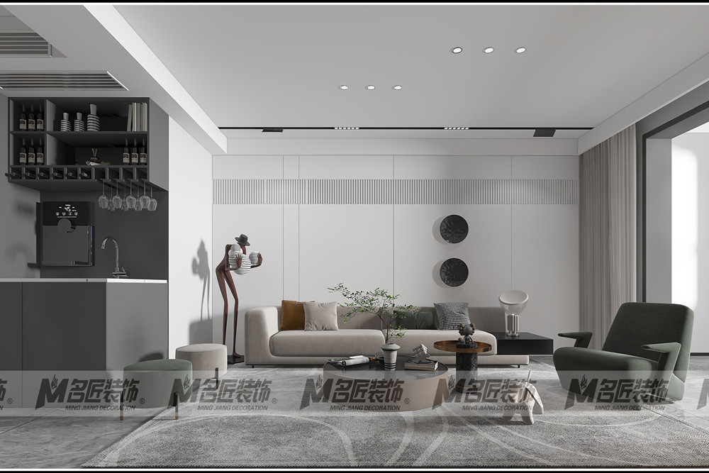 湖州市汀香別墅現代簡約風格三居室裝修案例