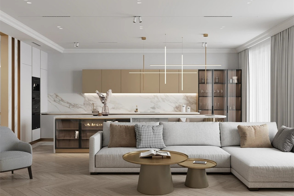 連云港市安峰潤(rùn)峰家園輕奢風(fēng)格三居室裝修案例