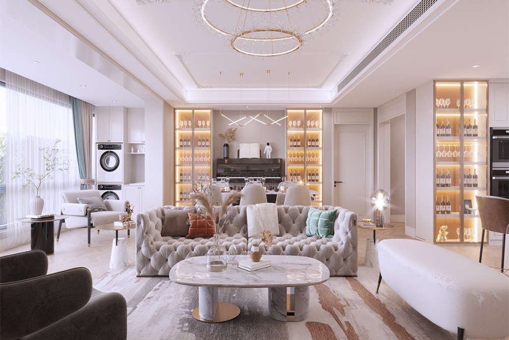 連云港市祥泰嘉園商住樓輕奢風格三居室裝修案例