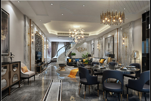 德陽市北城香榭輕奢風格三居室裝修案例