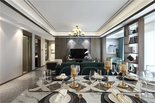 德陽市上水灣輕奢風格三居室裝修案例