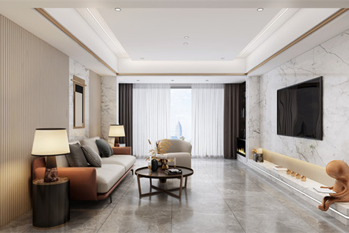 德陽市碧韻雍城新中式風(fēng)格三居室裝修案例