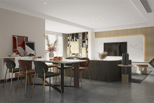 德陽市伴江庭小區輕奢風格三居室裝修案例