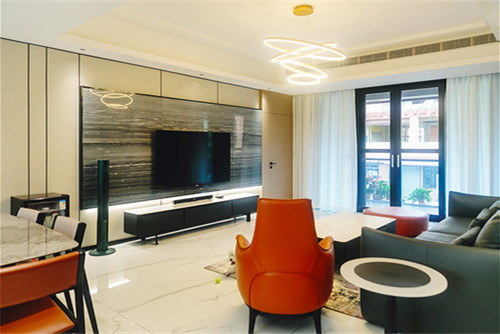 自貢市晨光塔山家屬大院輕奢風格三居室裝修案例