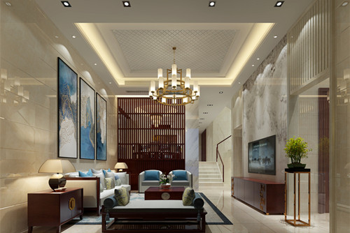 泰州市晨陽社區新中式風格四居室裝修案例