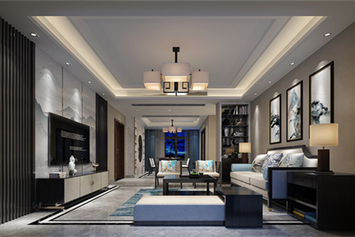 泰州市晨陽社區新中式風格三居室裝修案例