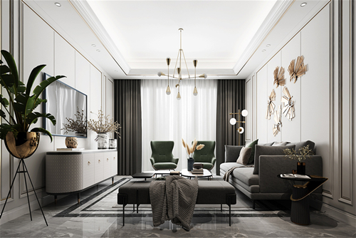 遂寧市邦泰&middot;東湖上院輕奢風格三居室裝修案例