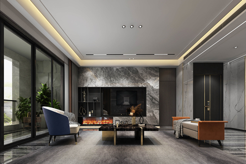 海口市濱江花園輕奢風格平層裝修案例