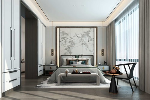 海口市港島花園新中式風格別墅裝修案例