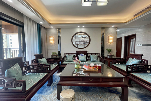 江門市寶庭園新中式風格四居室裝修案例