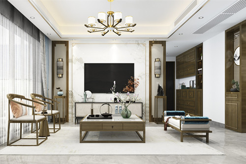 中山市城果&middot;潤和花園新中式風格三居室裝修案例