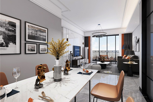 中山市龍光玖譽山現代簡約風格三居室裝修案例