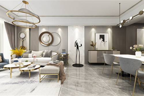 中山市金穗&middot;悅景臺輕奢風格三居室裝修案例