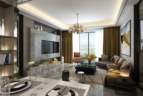 中山市豪逸華庭三期輕奢風格四居室裝修案例