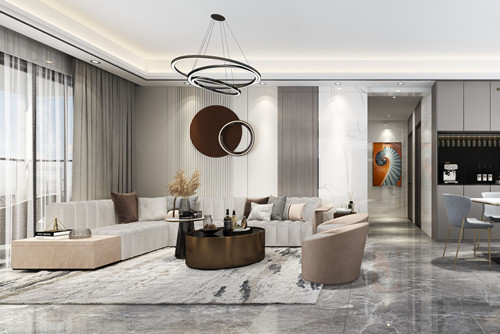 中山市萬科金域藍灣輕奢風格三居室裝修案例