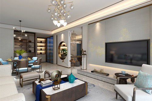 中山市豪逸御華庭新中式風(fēng)格四居室裝修案例