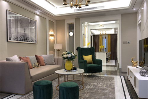 海口市和泓海棠府美式風(fēng)格三居室裝修案例