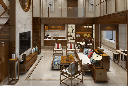 海口市江畔人家新中式風格別墅裝修案例