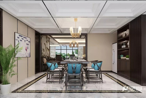 汕頭市蔚藍灣新中式風格三居室裝修案例